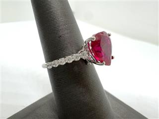 925 Sterling Silver Red Heart Stone Ring SZ: 5.5 - 2.9G!